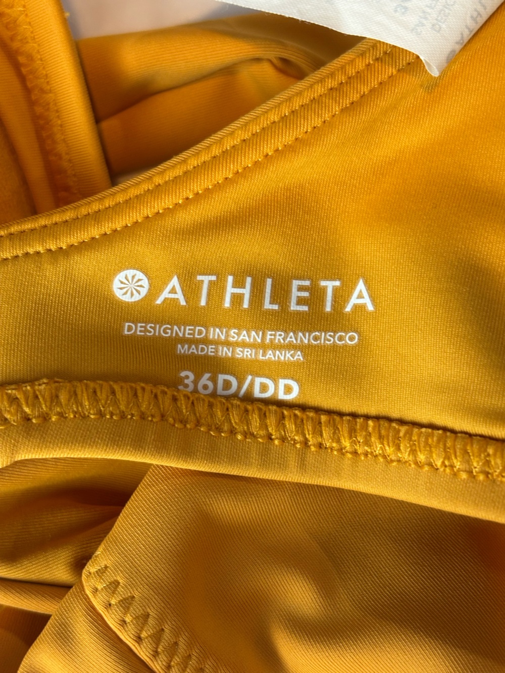 Athleta Mustard Yellow Halter Underwire Bikini Top size 36D/DD beach summer swim - Picture 6 of 8